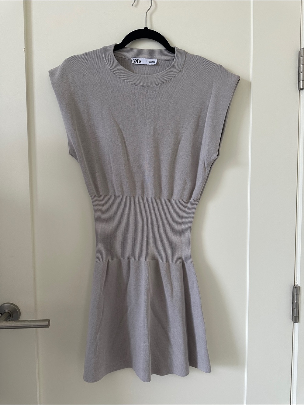 Zara Taupe-Gray Sleeveless Knit Mini Dress